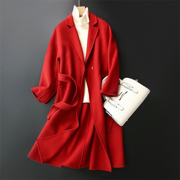 women's wool & blends elegant christmas red double-sided 91-99%wool coat for women 2021 autumn winter hand-sewn cashmere, Black
women's wool & blends elegant christmas red double-sided 91-99%wool coat for women 2021 autumn winter hand-sewn cashmere, Black