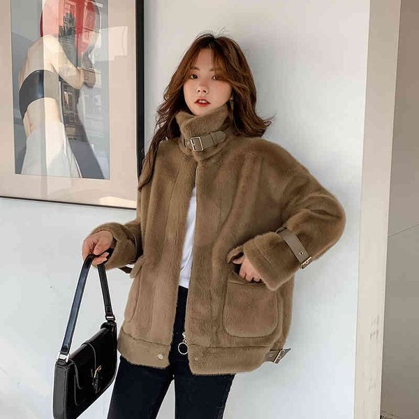 jacket 2021 winter thick warm faux double-faced jacket coat women korean loose stand collar furry mink fur outerwear female, Black;brown
jacket 2021 winter thick warm faux double-faced jacket coat women korean loose stand collar furry mink fur outerwear female, Black;brown