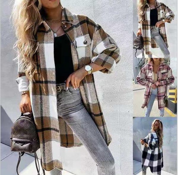 women's jackets 2021 amazon's european and american style straight single-breasted plaid long-sleeved shirt., Black;brown
women's jackets 2021 amazon's european and american style straight single-breasted plaid long-sleeved shirt., Black;brown