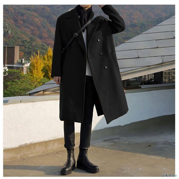 men's wool & blends korean fashion double breasted long coat men thicken warm mens winter trench with belt manteau homme, Black
men's wool & blends korean fashion double breasted long coat men thicken warm mens winter trench with belt manteau homme, Black
