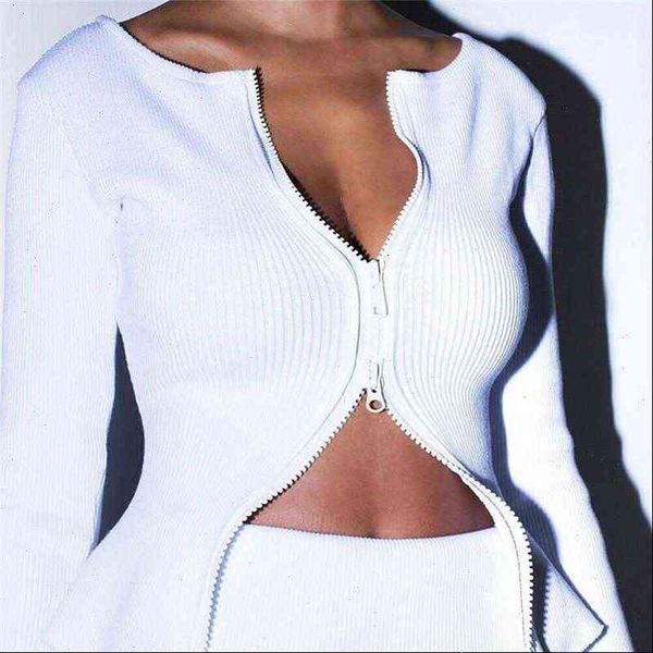 women shirts womens v neck cardigan double zipper soft knit blouses ladies jacket coat females selling, White
women shirts womens v neck cardigan double zipper soft knit blouses ladies jacket coat females selling, White