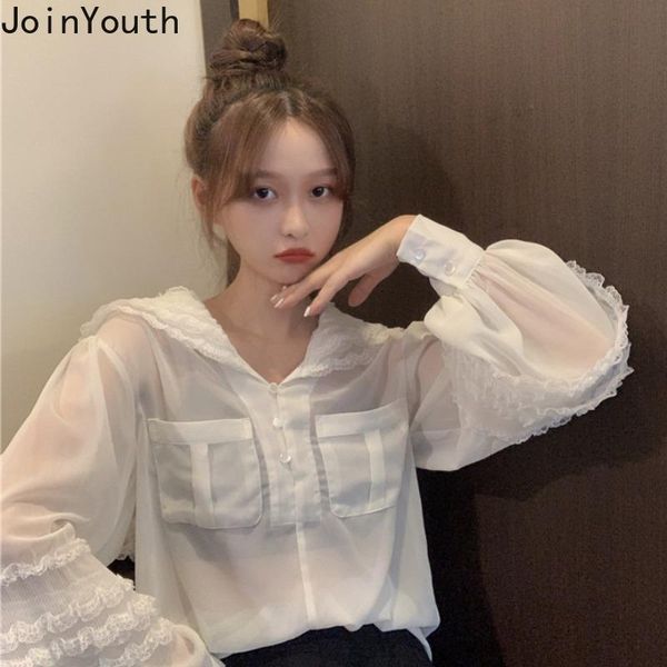 women's blouses & shirts joinyouth blouse sailor collar elegant lace ruffles long sleeve blusas mujer de moda 2021 korean solid single, White
women's blouses & shirts joinyouth blouse sailor collar elegant lace ruffles long sleeve blusas mujer de moda 2021 korean solid single, White