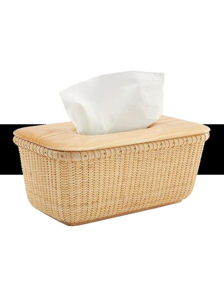 tissue boxes & napkins rattan box pastoral style handmade rectangle wooden cover
