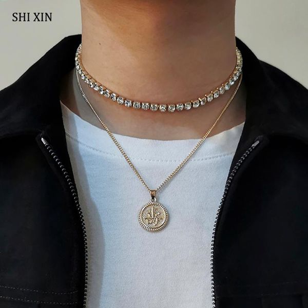 pendant necklaces shixin 2 pcs/set shiny rhinestone choker necklace colar for women layered fashion coin men neck chains jewelry, Silver
pendant necklaces shixin 2 pcs/set shiny rhinestone choker necklace colar for women layered fashion coin men neck chains jewelry, Silver