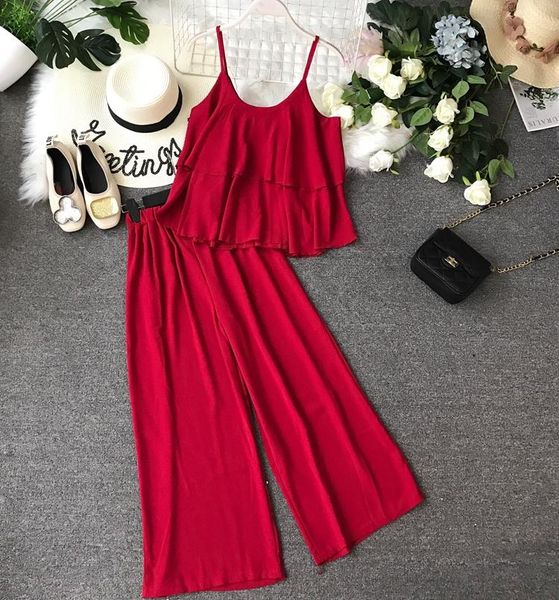 amolapha women solid chiffon tank pants suits summer straps wide leg trousers sets for woman women's tracksuits, Gray
amolapha women solid chiffon tank pants suits summer straps wide leg trousers sets for woman women's tracksuits, Gray