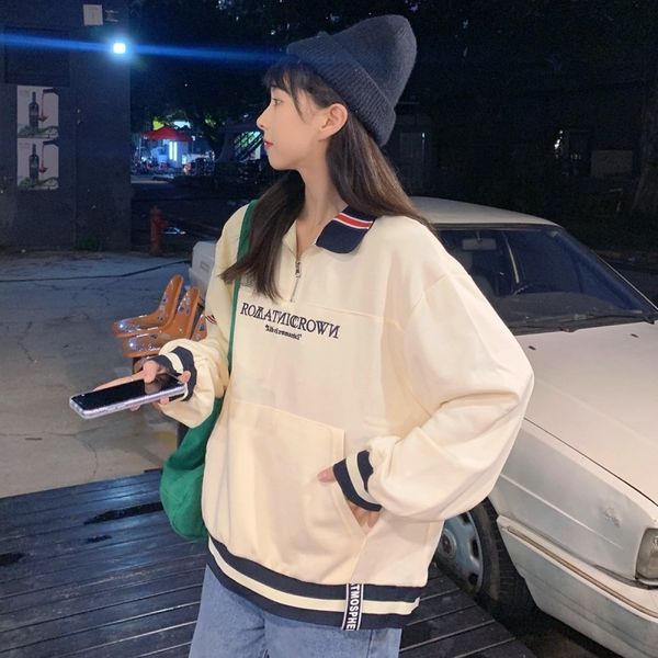 2021 hoodies & sweatshirts autumn new loose women's korean version versatile medium length color contrast long sleeve polo collar fashi, Black
2021 hoodies & sweatshirts autumn new loose women's korean version versatile medium length color contrast long sleeve polo collar fashi, Black
