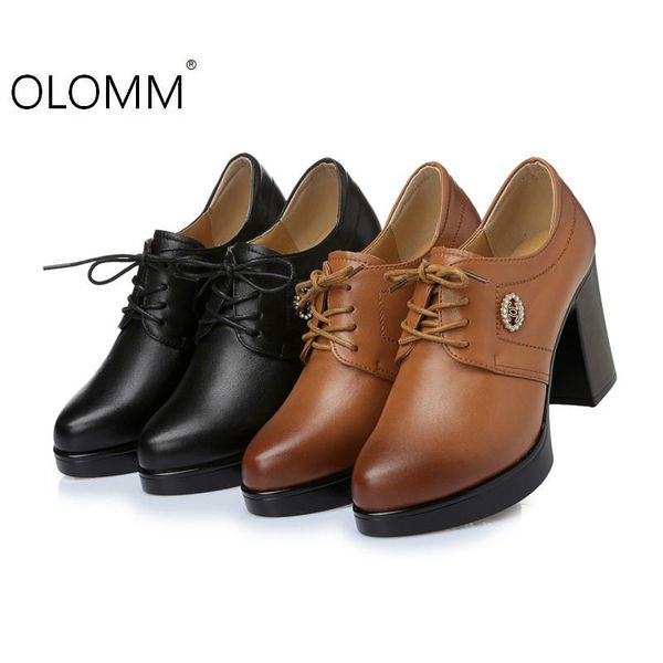 dress shoes leather womens spring and autumn with a round head high-heeled platform deep mouth thick, Black
dress shoes leather womens spring and autumn with a round head high-heeled platform deep mouth thick, Black