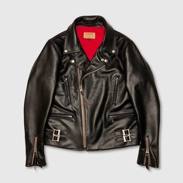 men's leather & faux yr.tea core calfskin british vintage motorcycle jacket.luxury classic rider 391 genuine coat.thick, Black
men's leather & faux yr.tea core calfskin british vintage motorcycle jacket.luxury classic rider 391 genuine coat.thick, Black