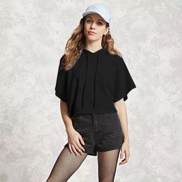 summer t shirt 2021 short sleeve loose hooded top, White 
summer t shirt 2021 short sleeve loose hooded top, White