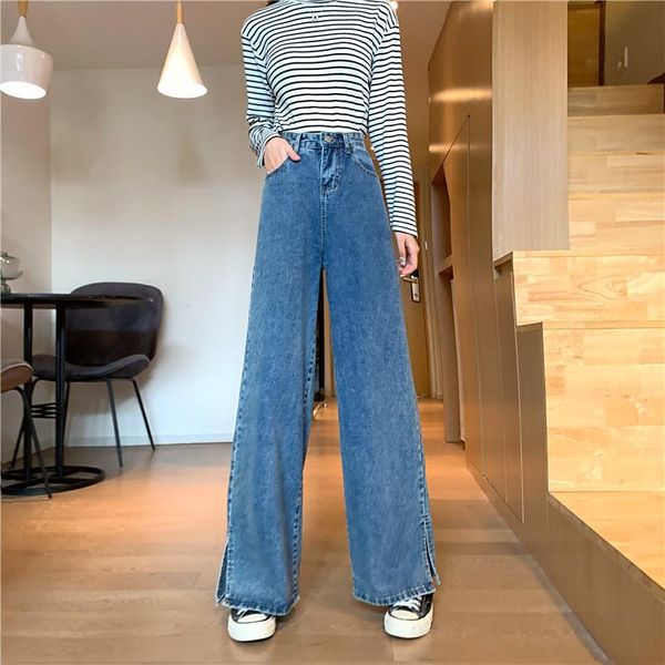 women's jeans vintage female high waist straight denim trousers casual streetwear boyfriend for women open fork wide leg pants 58, Blue
women's jeans vintage female high waist straight denim trousers casual streetwear boyfriend for women open fork wide leg pants 58, Blue