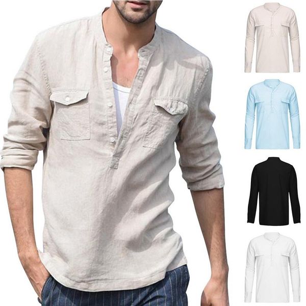 men's casual shirts nice summer linen cotton solid color stand men voguecool thin breathable classic basic shirt chemise homme, White;black
men's casual shirts nice summer linen cotton solid color stand men voguecool thin breathable classic basic shirt chemise homme, White;black