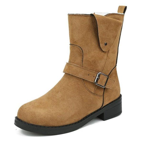 boots 2021 winter women flat bottom square heel round head middle tube daily warm simple versatile shoes, Black 
boots 2021 winter women flat bottom square heel round head middle tube daily warm simple versatile shoes, Black