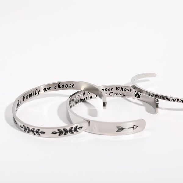 bangle arrow titanium steel c-shaped bracelet jewelry stainless smooth plate lettering logo, Black
bangle arrow titanium steel c-shaped bracelet jewelry stainless smooth plate lettering logo, Black