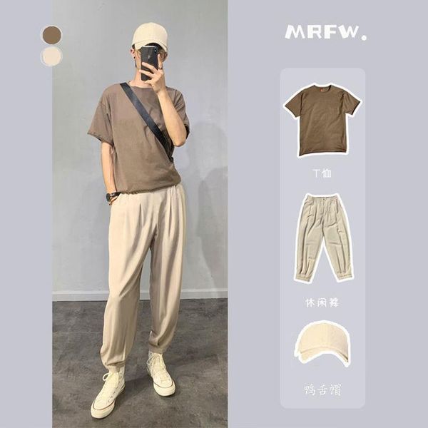 men's tracksuits 2021 summer wear suit casual pants solid color men 's thin cotton t-shirt short sleeve two - piece set, Gray
men's tracksuits 2021 summer wear suit casual pants solid color men 's thin cotton t-shirt short sleeve two - piece set, Gray