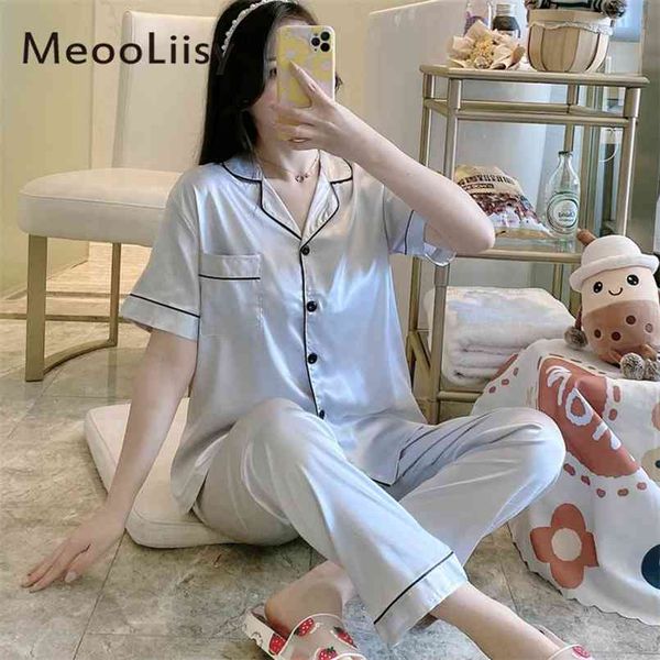 pyjamas for women silk satin pajamas set short sleeve sleepwear suit female sleep two piece loungewear 210809, Black;red
pyjamas for women silk satin pajamas set short sleeve sleepwear suit female sleep two piece loungewear 210809, Black;red