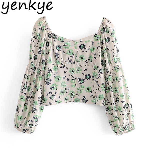 fashion women vintage floral print chiffon blouse v neck puff sleeve crop ladies sweet 210514, White
fashion women vintage floral print chiffon blouse v neck puff sleeve crop ladies sweet 210514, White