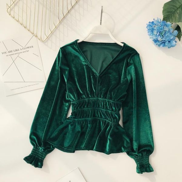 women's blouses & shirts velvet temperament autumn and winter v-neck bubble sleeve ruffle bandage pleated shirt high waist splicing ol, White
women's blouses & shirts velvet temperament autumn and winter v-neck bubble sleeve ruffle bandage pleated shirt high waist splicing ol, White