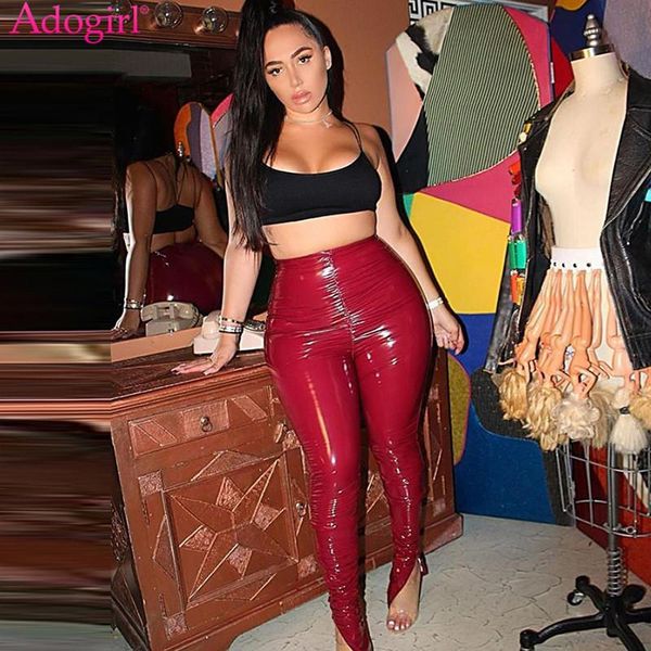 adogirl 2021 fall winter pu leather rushed pants split bottom mid waist stretchy tights pencil women trousers women's & capris, Black;white
adogirl 2021 fall winter pu leather rushed pants split bottom mid waist stretchy tights pencil women trousers women's & capris, Black;white