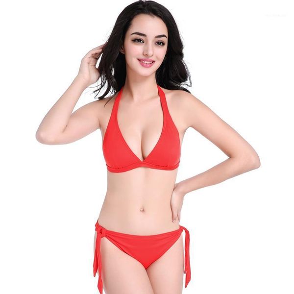 women's swimwear 2021 red swimsuit retro bikini women ladies sports plunge halter bandage knitted set, White;black
women's swimwear 2021 red swimsuit retro bikini women ladies sports plunge halter bandage knitted set, White;black