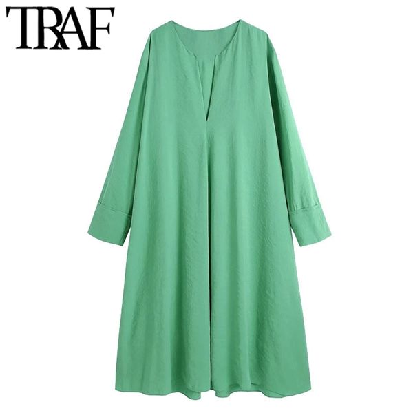 women chic fashion loose asymmetry midi dress vintage v neck long sleeve female dresses vestidos mujer 210507, Black;gray
women chic fashion loose asymmetry midi dress vintage v neck long sleeve female dresses vestidos mujer 210507, Black;gray
