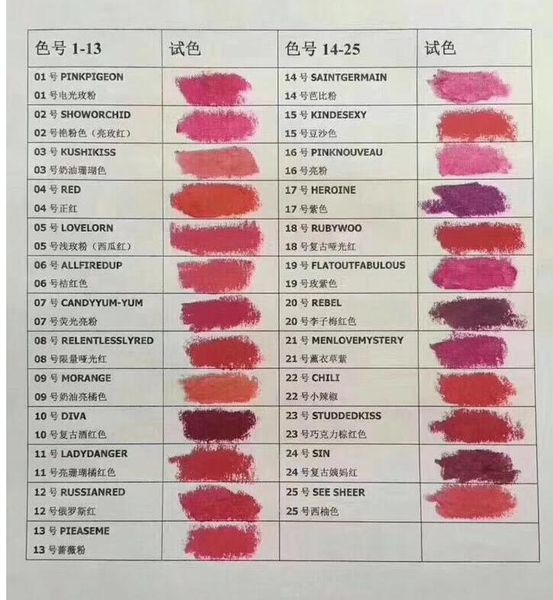 matte m lipstick makeup luster retro lipsticks frost 3g 25 colors with english name have black box
matte m lipstick makeup luster retro lipsticks frost 3g 25 colors with english name have black box