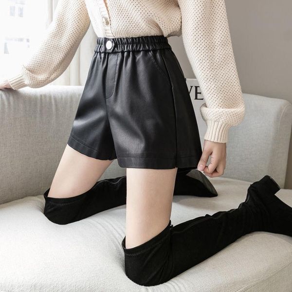 women's shorts women pu leather suit autumn and winter loose high waist a- line elastic pants ropa mujer, White;black
women's shorts women pu leather suit autumn and winter loose high waist a- line elastic pants ropa mujer, White;black