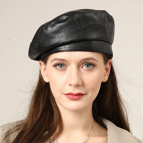 berets women fashion beret solid cap pu leather french artist warm beanie hat female adjustable s2711, Blue;gray
berets women fashion beret solid cap pu leather french artist warm beanie hat female adjustable s2711, Blue;gray