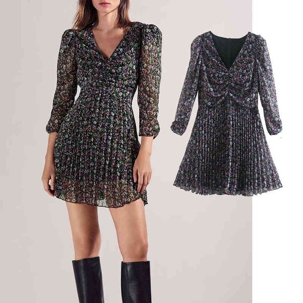 casual dresses fashion v-neck flower print folds long sleeve ladies pleated slim vestidos spring mini hp5c, Black;gray
casual dresses fashion v-neck flower print folds long sleeve ladies pleated slim vestidos spring mini hp5c, Black;gray
