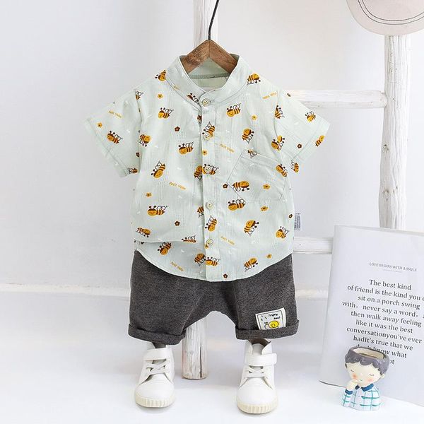 summer casual boys and girls stand collar cartoon bee shirt short sleeve shorts two piece suit 0-5 years old baby clothing sets, White
summer casual boys and girls stand collar cartoon bee shirt short sleeve shorts two piece suit 0-5 years old baby clothing sets, White