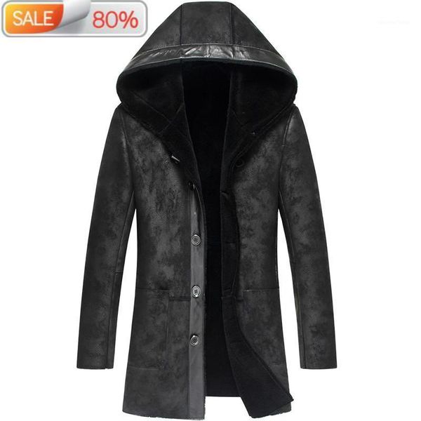 men's leather & faux sheepskin genuine men autumn winter mens shearling jacket real fur coat hooded outwear lsy07027a b212a1, Black
men's leather & faux sheepskin genuine men autumn winter mens shearling jacket real fur coat hooded outwear lsy07027a b212a1, Black