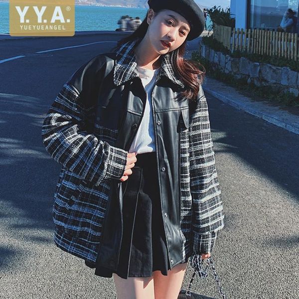 high street womens motorcycle bikers jacket punk pu leather patchwork tweed coat spring autumn lady long sleeve lattice jackets women's, Black;brown
high street womens motorcycle bikers jacket punk pu leather patchwork tweed coat spring autumn lady long sleeve lattice jackets women's, Black;brown