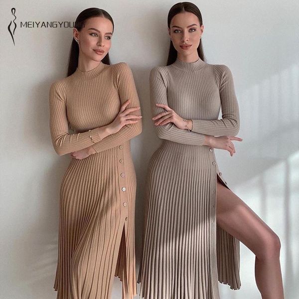 casual dresses meiyangyoung elegant split knit maxi women sweater dress turtleneck pleated female button a line lady vestidos, Black;gray
casual dresses meiyangyoung elegant split knit maxi women sweater dress turtleneck pleated female button a line lady vestidos, Black;gray