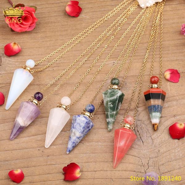 pendant necklaces natural iron stone strawberry quartz pendulum perfume essential oil bottle necklace reiki healing yoga jewelry, Silver
pendant necklaces natural iron stone strawberry quartz pendulum perfume essential oil bottle necklace reiki healing yoga jewelry, Silver