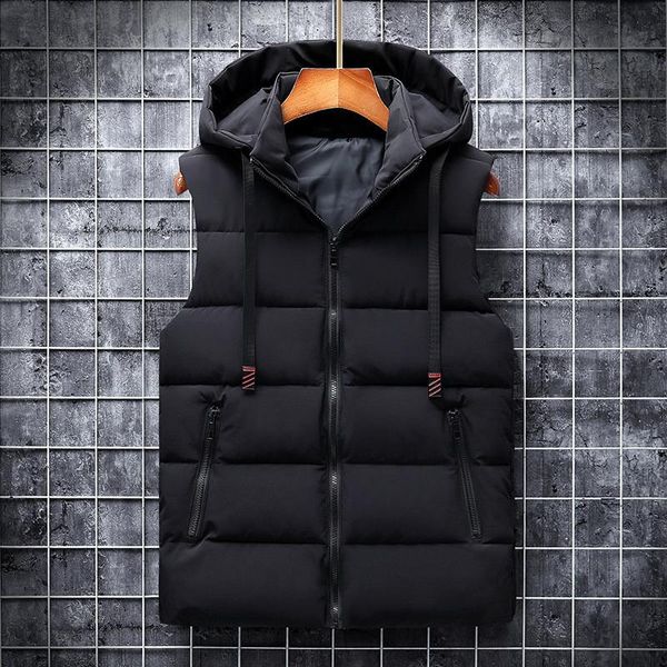 men's vests 2021 vest solid color casual autumn hooded sleeveless jacket., Black;white
men's vests 2021 vest solid color casual autumn hooded sleeveless jacket., Black;white