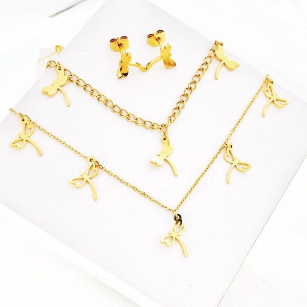 earrings & necklace stainless steel for women man couple dragonfly choker pendant engagement jewelry, Silver
earrings & necklace stainless steel for women man couple dragonfly choker pendant engagement jewelry, Silver