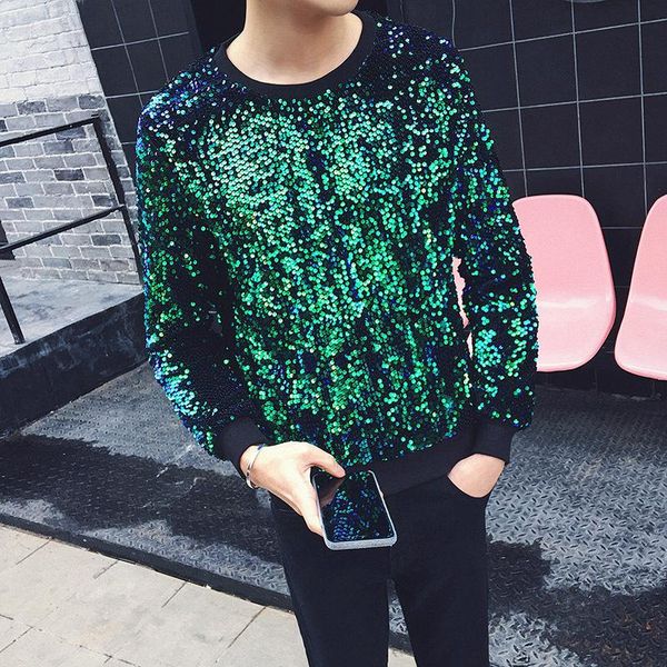 men's hoodies & sweatshirts sequined casual sweatshirt trendy fashion jacket youth performance clothing, Black
men's hoodies & sweatshirts sequined casual sweatshirt trendy fashion jacket youth performance clothing, Black