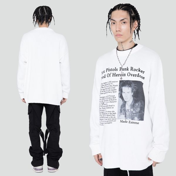 vitality - men's large sweater, retro street cloth, casual, hip hop, neutral, black and white, youth, winter, 2021, White;black
vitality - men's large sweater, retro street cloth, casual, hip hop, neutral, black and white, youth, winter, 2021, White;black