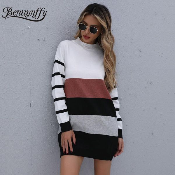 women's sweaters benuynffy mock neck color block women sweater dresses autumn winter casual drop shoulder pullovers female knitted dres, White;black
women's sweaters benuynffy mock neck color block women sweater dresses autumn winter casual drop shoulder pullovers female knitted dres, White;black