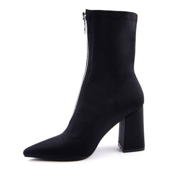stretch zipper ankle boots for women pointed toe sock boots comfort square high heel boots shoes woman fashion bota feminina 210507, Black
stretch zipper ankle boots for women pointed toe sock boots comfort square high heel boots shoes woman fashion bota feminina 210507, Black