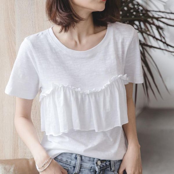 women summert-shirt white casual loose t-shirt female short-sleeved style ruffled korean round neck plain ladies fashion women's
women summert-shirt white casual loose t-shirt female short-sleeved style ruffled korean round neck plain ladies fashion women's