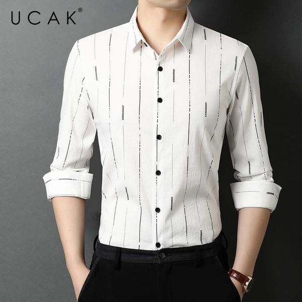 men's casual shirts ucak brand classic striped men clothing turn-down collar streetwear shirt pull homme spring autumn clothes u6539, White;black
men's casual shirts ucak brand classic striped men clothing turn-down collar streetwear shirt pull homme spring autumn clothes u6539, White;black