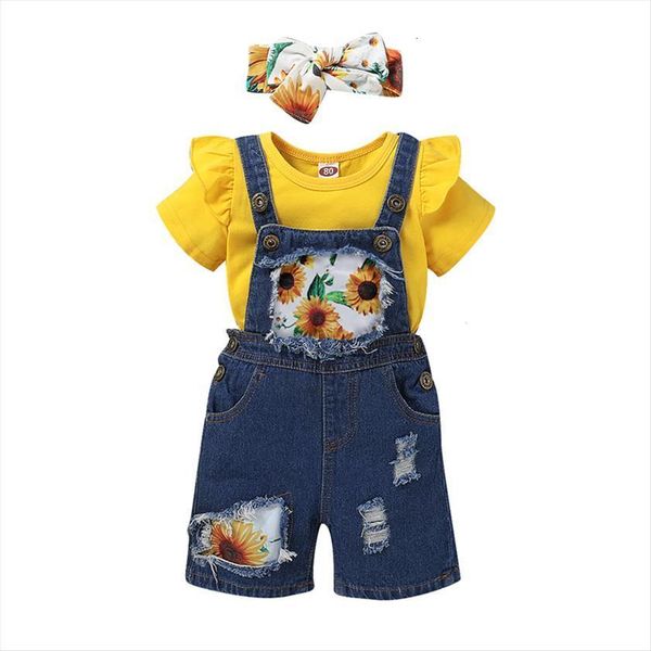 3pcs set summer newborn kids baby girls yellow short sleeve and floral jeans shorts headband outfits clothes, White
3pcs set summer newborn kids baby girls yellow short sleeve and floral jeans shorts headband outfits clothes, White