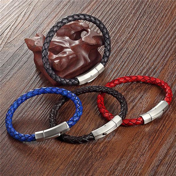 link, chain stainless steel leather bracelet for men/women handmade jewelry weaving bracelets charm pulseira masculina, Black
link, chain stainless steel leather bracelet for men/women handmade jewelry weaving bracelets charm pulseira masculina, Black