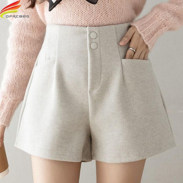 women's shorts 2021 winter woolen for women korean style high waist beige or black color wide leg loose elastic short femme, White;black
women's shorts 2021 winter woolen for women korean style high waist beige or black color wide leg loose elastic short femme, White;black