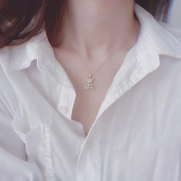 pendant necklaces design elegant zircon necklace exquisite removable bear lady birthday valentine's day gift jewelry, Silver
pendant necklaces design elegant zircon necklace exquisite removable bear lady birthday valentine's day gift jewelry, Silver