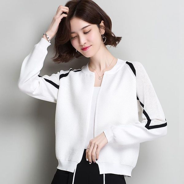 women's knits & tees sweaters women plus size short knit 2021 summer knitted hollow stripe splicing long sleeve cardigan jumper swea, White
women's knits & tees sweaters women plus size short knit 2021 summer knitted hollow stripe splicing long sleeve cardigan jumper swea, White