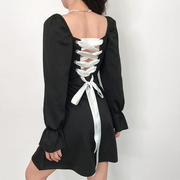 casual dresses vintage elegant bandage lacing bow slim women dress 2021 chic square collar high waist party night vestidos, Black;gray
casual dresses vintage elegant bandage lacing bow slim women dress 2021 chic square collar high waist party night vestidos, Black;gray
