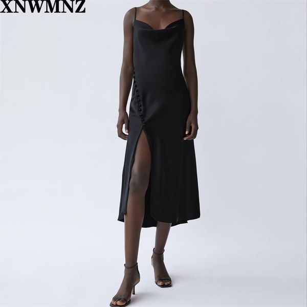 xnwmnz za woman dress v neck vintage backless spaghetti strap midi elegant side split vestido de mujer famous party 210623, Black;gray
xnwmnz za woman dress v neck vintage backless spaghetti strap midi elegant side split vestido de mujer famous party 210623, Black;gray