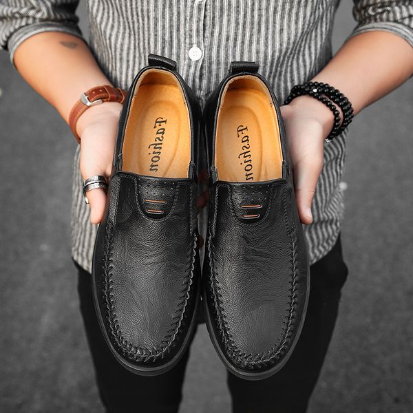2018 men's shoes doudou leather soft soled business lazy breathable casual dad's, Black
2018 men's shoes doudou leather soft soled business lazy breathable casual dad's, Black