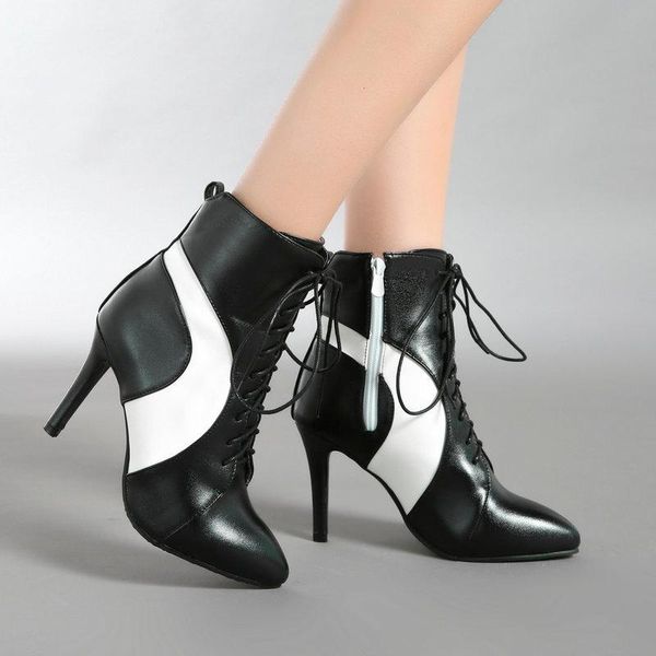 women thin high heel ankle boots fashion mixed colors cross tied short autumn winter pointed toe lady shoes black
women thin high heel ankle boots fashion mixed colors cross tied short autumn winter pointed toe lady shoes black